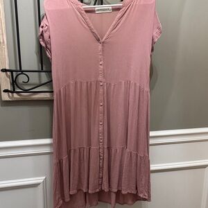 Elegant Mauve Button-Down Dress L
